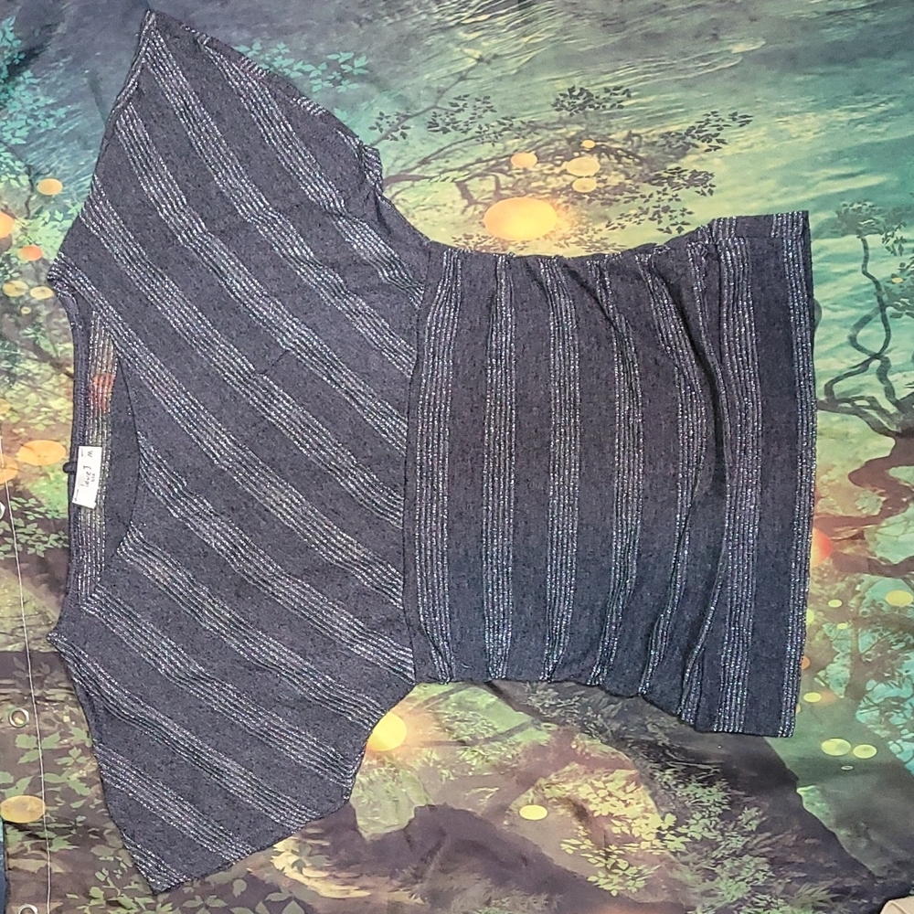 Love J Women's Gray and Silver Striped Shirt